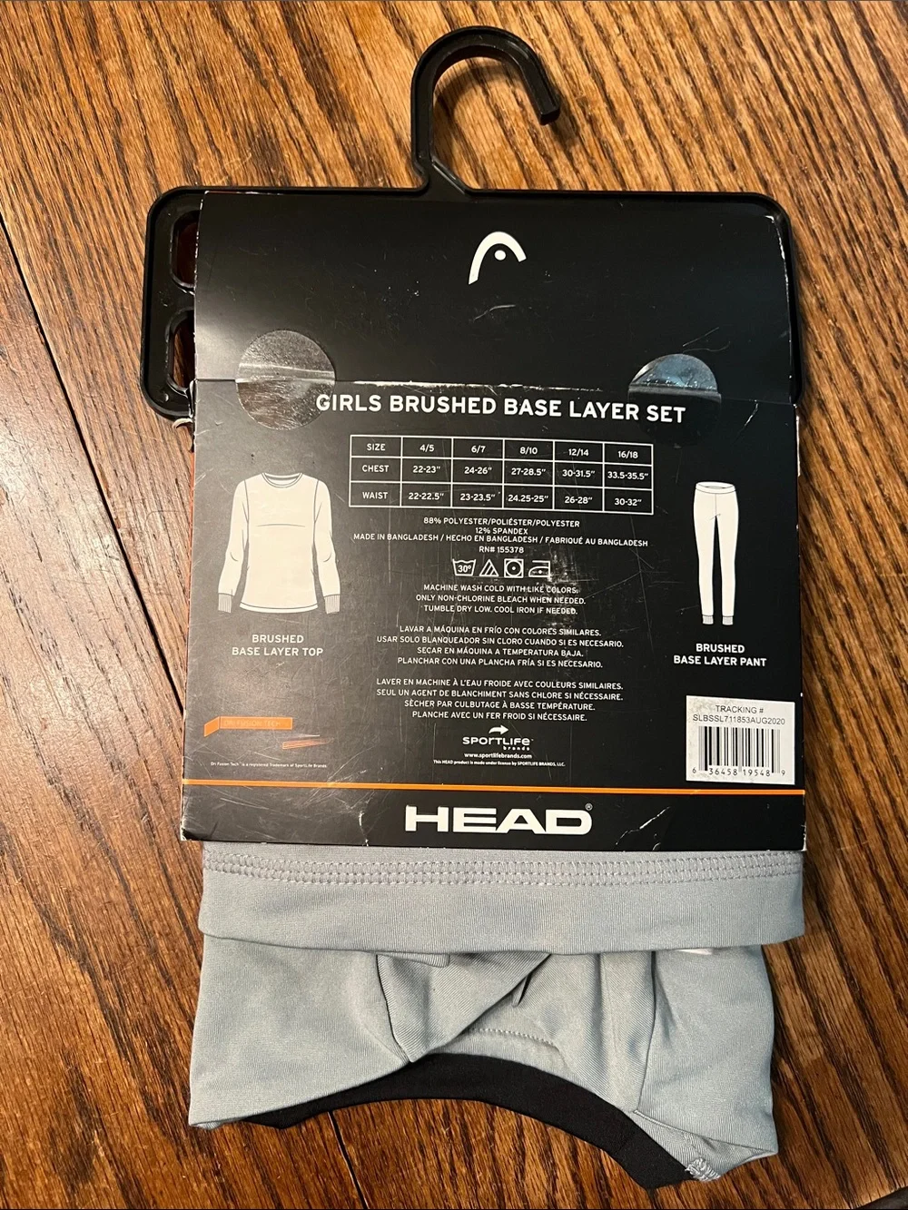 HEAD Girls 2PC Brushed Base Layer Set in Light Gray and Black Trim
